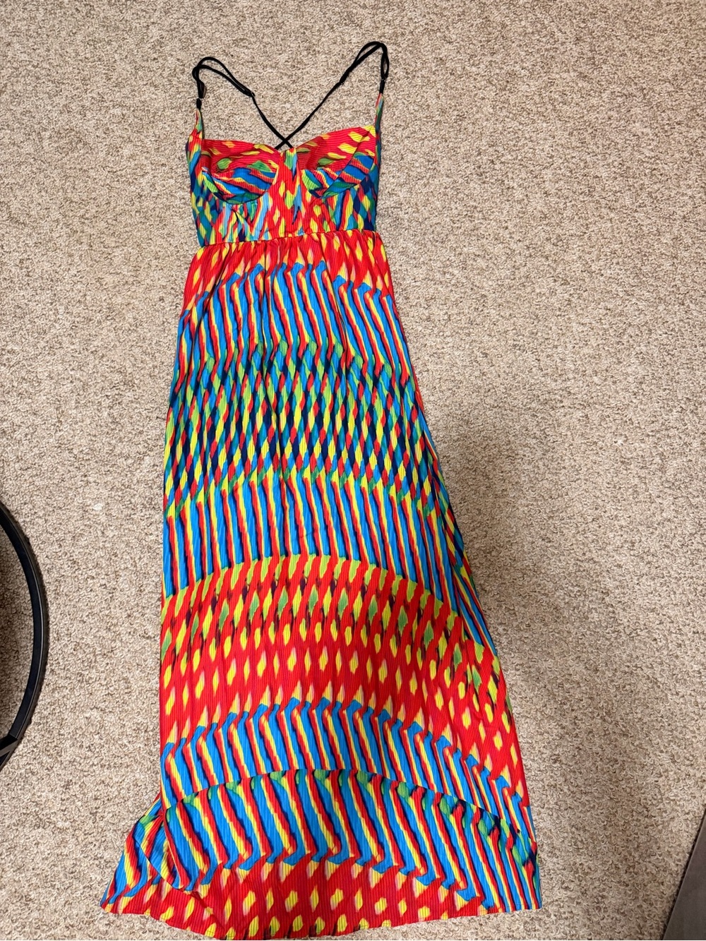 Colorful Strappy Maxi Dress in Red and Blue